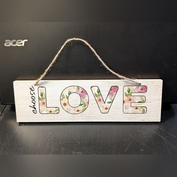 HP NWT Hawthorne Home “Choose Love” Wood Hanging Wall Decor - Picture 2 of 16